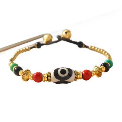 Fashion Bracelet & Bangle Jewelry 304 Stainless Steel with Knot Cord & Natural Gravel & Plastic Pearl handmade fashion jewelry & Unisex Length Approx 18.5 cm Sold By PC