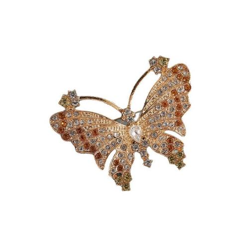 Drahokamu Brož, Zinek, Motýl, módní šperky & pro ženy & s drahokamu, více barev na výběr, 42x33mm, Prodáno By PC