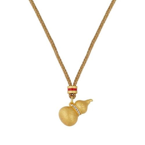 Collier en laiton, avec zircon cubique, avec 5cm chaînes de rallonge, calebasse, Placage, bijoux de mode & pour femme & autocollant époxyde, Longueur Environ 40 cm, Vendu par PC