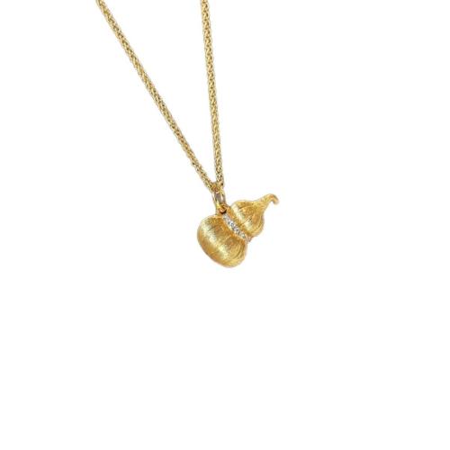 Collier en laiton, avec zircon cubique, avec 5cm chaînes de rallonge, calebasse, Placage, bijoux de mode & pour femme, Longueur Environ 40 cm, Vendu par PC