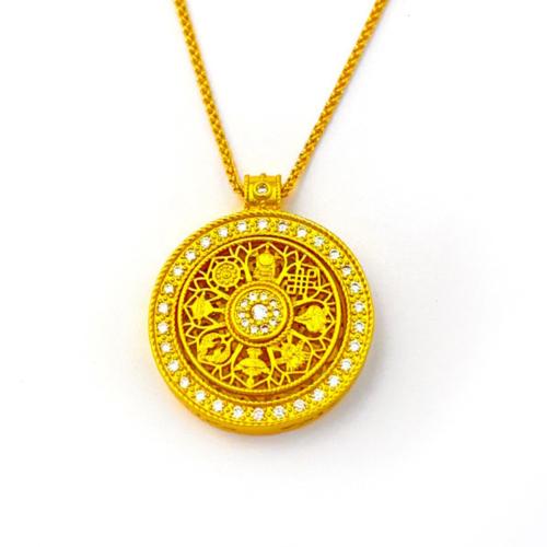 Collier en laiton, avec zircon cubique, avec 5cm chaînes de rallonge, bijoux de mode & pour femme, Longueur Environ 40 cm, Vendu par PC