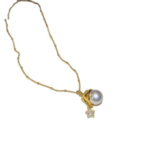 Collier en laiton, avec Des billes de verre, avec 5cm chaînes de rallonge, bijoux de mode & pour femme, Longueur Environ 40 cm, Vendu par PC