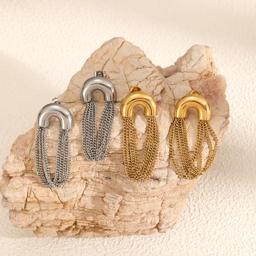 Edelstahl Tropfen Ohrring, 304 Edelstahl,  , plattiert, Modeschmuck, zwei verschiedenfarbige, verkauft von Paar