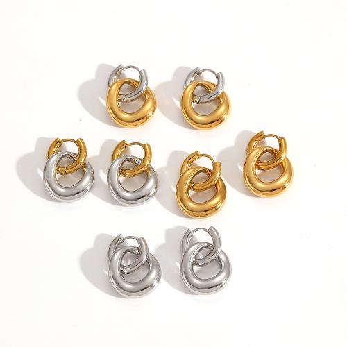 Edelstahl Tropfen Ohrring, 304 Edelstahl, plattiert, Modeschmuck, zwei verschiedenfarbige, verkauft von Paar