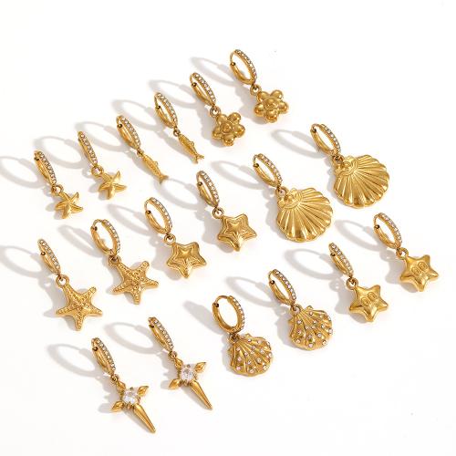 Edelstahl Tropfen Ohrring, 304 Edelstahl, plattiert, Modeschmuck & mit Strass, zwei verschiedenfarbige, verkauft von Paar