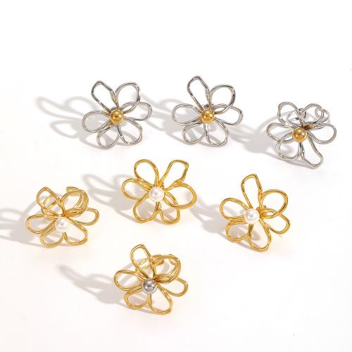 Fashion Stainless Steel Jewelry Sets 304 Stainless Steel with Plastic Pearl plated fashion jewelry two different colored Sold By PC