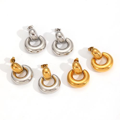 Boucle d'oreille de gaujon en acier inoxydable, Acier inoxydable 304, Placage, bijoux de mode, deux couleurs différentes, Vendu par paire