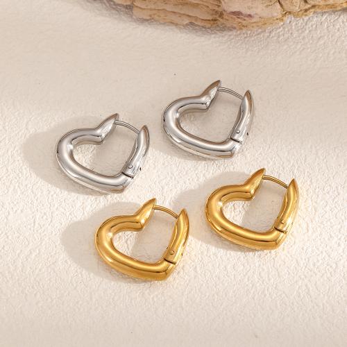 Acciaio inossidabile Leva Indietro Orecchini, 304 acciaio inox, Cuore, placcato, gioielli di moda, due diversi colori, Venduto da coppia