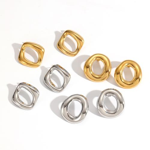 Boucle d'oreille de gaujon en acier inoxydable, Acier inoxydable 304, Placage, bijoux de mode, deux couleurs différentes, Vendu par paire