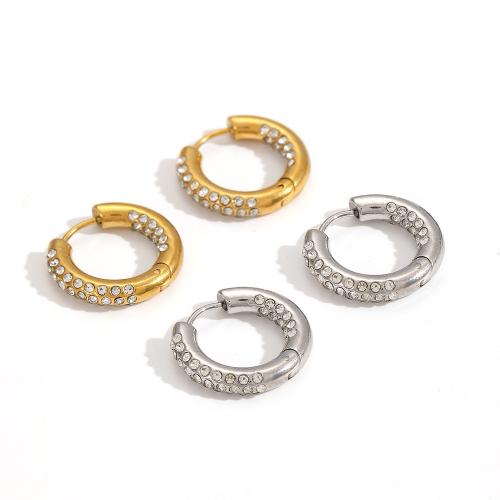 Acciaio inossidabile Leva Indietro Orecchini, 304 acciaio inox, placcato, gioielli di moda & Micro spianare cubic zirconia, due diversi colori, Venduto da PC