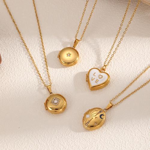 304 Stainless Steel Medaljonki kaulakoru, päällystetty, muoti korut & emali & tekojalokivi, kaksi eriväristä, Myymät Pair