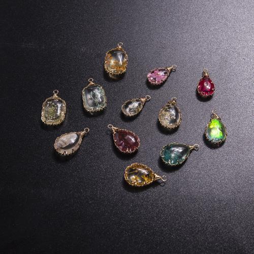 Resina-Pendant, resina, with Fiori secchi & ottone, placcato, DIY, nessuno, 13x18mm, Venduto da PC