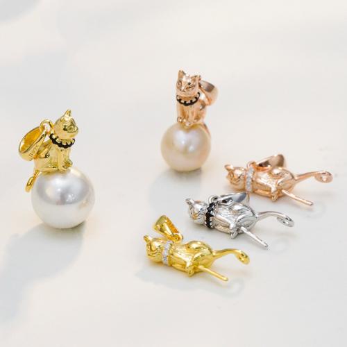 Argento 925 Ciondolo Bail, 925 sterline d'argento, Gatto, DIY & con strass, nessuno, Applicable to stone size 10-16mm, Venduto da PC