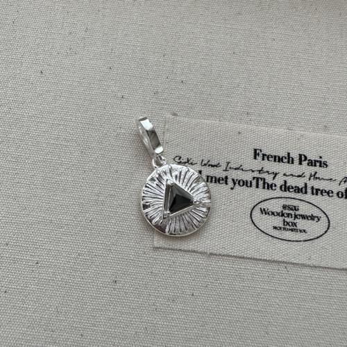 925 Sterling Silber Anhänger, 925er Sterling Silber, flache Runde, DIY & Micro pave Zirkonia, pendant length 15-25mm, verkauft von PC