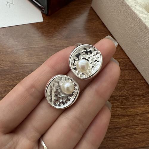 925 Srebro Kolczyk ze sztyftem, ze Perła plastikowa, biżuteria moda & dla kobiety, earring length 20-30mm, sprzedane przez para