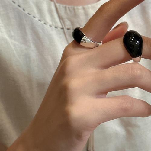 925 de prata esterlina Cuff Ring Finger, joias de moda & Vario tipos a sua escolha & para mulher & esmalte, tamanho:7-8, vendido por PC