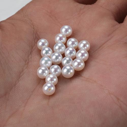 Cultured Half Drilled Freshwater Pearl Beads Round DIY & half-drilled white Sold By Bag