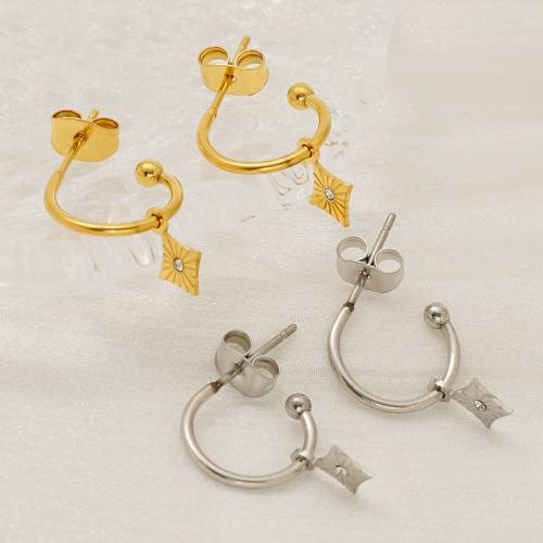 Edelstahl Tropfen Ohrring, 304 Edelstahl, plattiert, Modeschmuck & für Frau & mit Strass, keine, verkauft von Paar