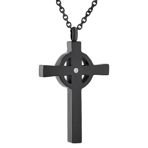 304 Edelstahl Zurückzuführen Sarg Anhänger, Kreuz, poliert, kann sich öffnen und in etwas & unisex & mit Strass & hohl, schwarz, verkauft von PC