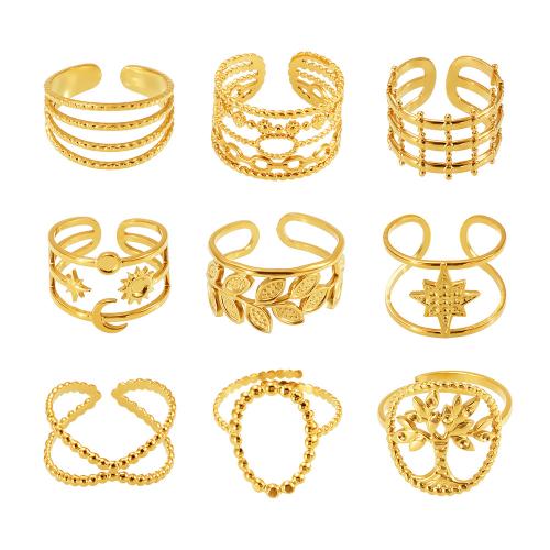 Stainless Steel Finger Ring 304 Stainless Steel 18K gold plated & for woman & hollow US Ring Sold By PC