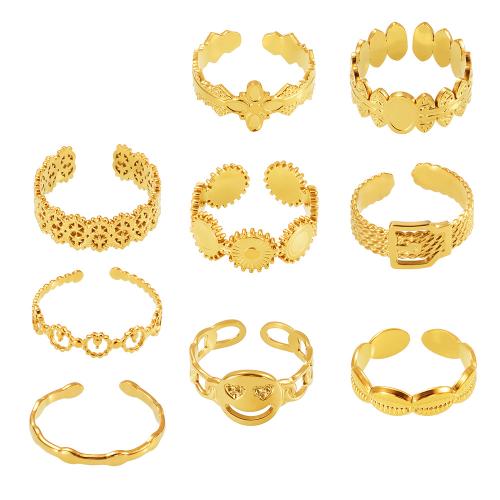 Stainless Steel Finger Ring 304 Stainless Steel plated & for woman & hollow golden US Ring Sold By PC
