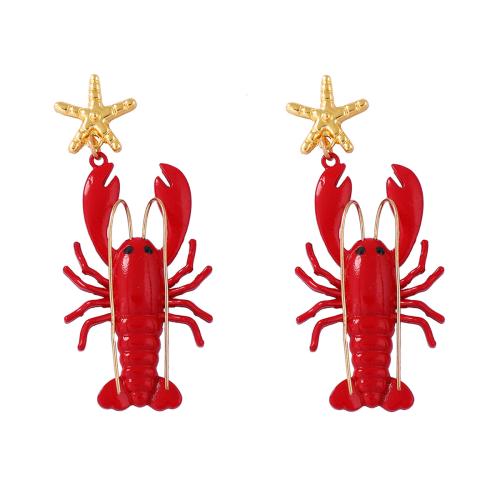 Zinc Alloy Drop Earrings Lobster stoving varnish fashion jewelry & for woman red Sold By Pair