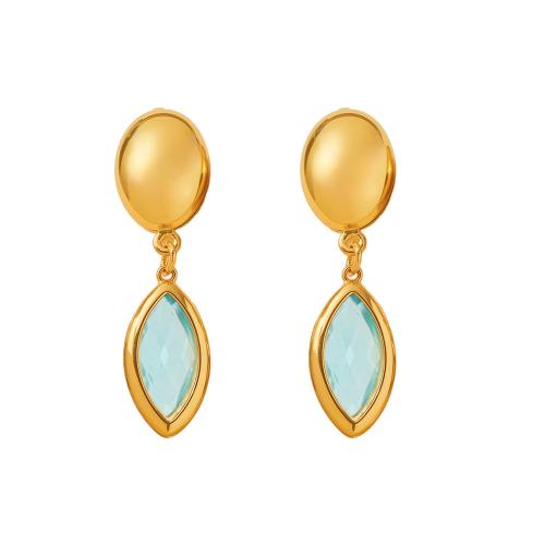 Edelstahl Tropfen Ohrring, 304 Edelstahl, mit Glasstein, 18K vergoldet, Modeschmuck & für Frau, keine, verkauft von Paar