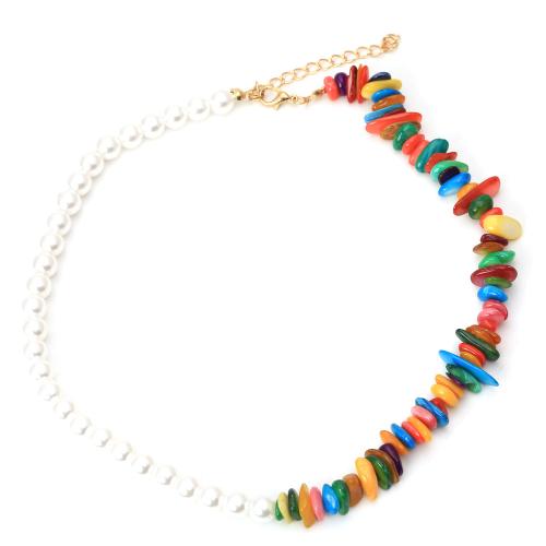 Resin Necklace with Plastic Pearl with 5cm extender chain handmade fashion jewelry & for woman multi-colored Length 42 cm Sold By PC