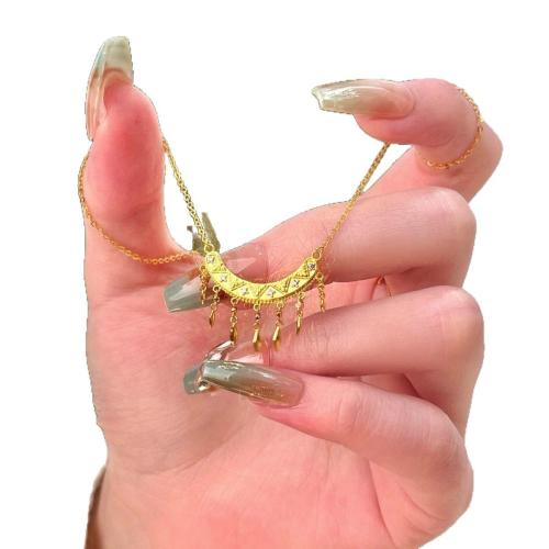 Brass Necklace with Cubic Zirconia with 5cm extender chain plated fashion jewelry & for woman golden Length Approx 40 cm Sold By PC