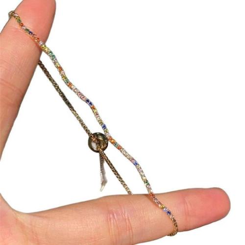 Bracelets en laiton, avec zircon cubique, avec 5cm chaînes de rallonge, Placage, bijoux de mode & pour femme, Longueur Environ 40 cm, Vendu par PC