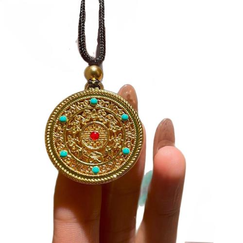 Brass Necklace with Polyester Cord & Resin plated fashion jewelry & for woman Length Approx 40 cm Sold By PC