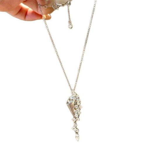 Collier en laiton, avec zircon cubique, avec 5cm chaînes de rallonge, Placage, bijoux de mode & pour femme, Longueur Environ 40 cm, Vendu par PC
