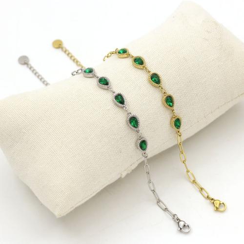 Acier inoxydable 304 bracelet, Placage de couleur d'or, bijoux de mode & pavé de micro zircon, plus de couleurs à choisir, 120x170x8mm, Vendu par PC