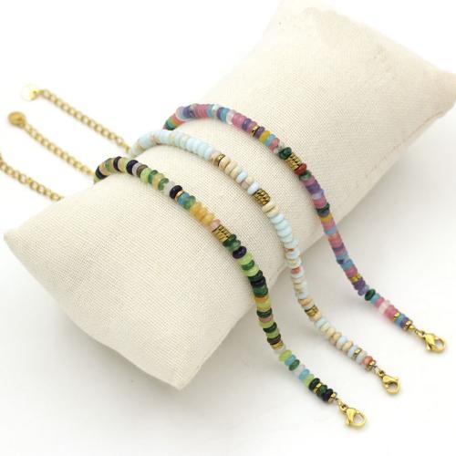 Acier inoxydable 304 bracelet, avec Pierre naturelle & Hématite, Placage de couleur d'or, bijoux de mode, plus de couleurs à choisir, 120x170x8mm, Vendu par PC