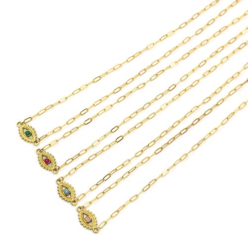 304 Stainless Steel Necklace with Natural Stone gold color plated fashion jewelry Sold By PC