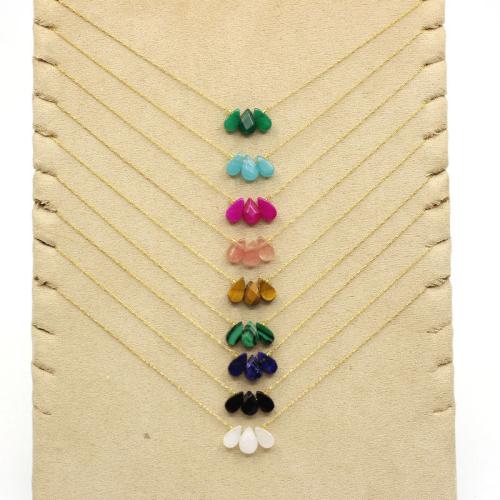 304 Stainless Steel Necklace with Natural Stone gold color plated fashion jewelry Sold By PC