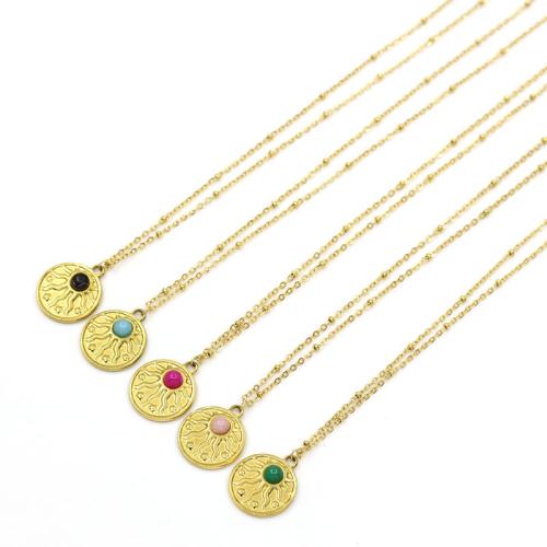 304 Cruach dhosmálta Geansaí Necklace, le Cloch Nádúrtha, dath an óir plated, jewelry faisin, dathanna níos mó le haghaidh rogha, Díolta De réir PC