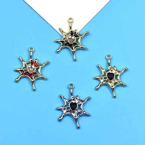 Zinc Alloy Rhinestone Pendants Spider Web DIY & with rhinestone Sold By Bag