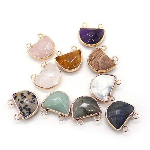 Gemstone Pendants Jewelry Natural Stone with Zinc Alloy Dome plated DIY Sold By PC