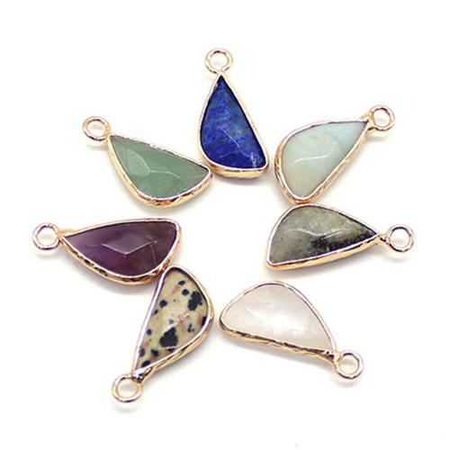 Edelsteen Hangers Sieraden, Natuursteen, met Zinc Alloy, Driehoek, plated, DIY & verschillende materialen voor de keuze, 10x20mm, Verkocht door PC
