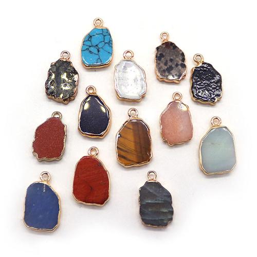 Gemstone Pendants Jewelry Natural Stone with Zinc Alloy plated DIY Sold By PC