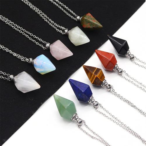 Gemstone Jewelry karoliai, Natūralus akmuo, gali atidaryti ir įdėti į kažką & įvairios medžiagos pasirinkimas & unisex, 18x36mm, Ilgis Apytiksliai 41-50 cm, Pardavė PC