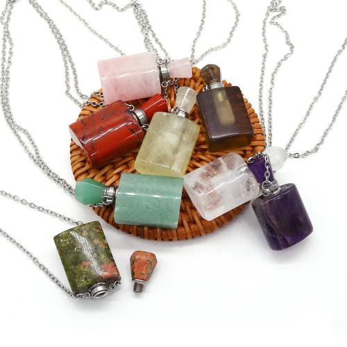 Gemstone Jewelry karoliai, Natūralus akmuo, gali atidaryti ir įdėti į kažką & įvairios medžiagos pasirinkimas & unisex, 19x37mm, Ilgis Apytiksliai 41-50 cm, Pardavė PC