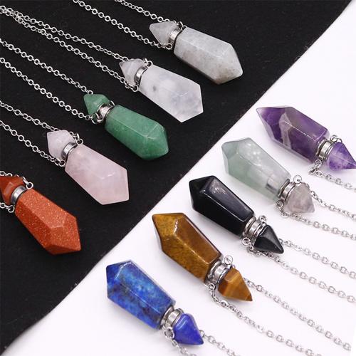 Gemstone Jewelry karoliai, Natūralus akmuo, gali atidaryti ir įdėti į kažką & įvairios medžiagos pasirinkimas & unisex, 13x41mm, Ilgis Apytiksliai 41-50 cm, Pardavė PC