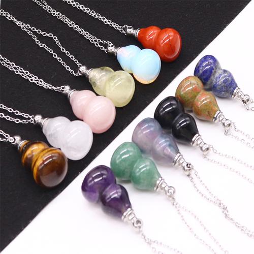 Gemstone Jewelry karoliai, Natūralus akmuo, gali atidaryti ir įdėti į kažką & įvairios medžiagos pasirinkimas & unisex, 18x35mm, Ilgis Apytiksliai 41-50 cm, Pardavė PC