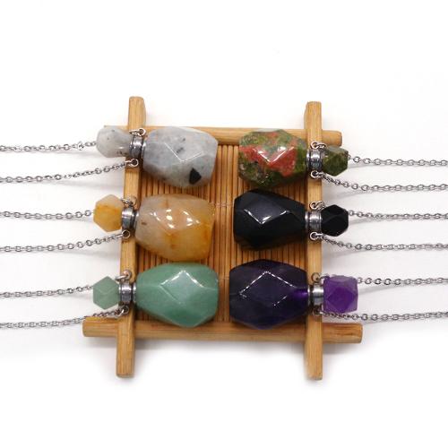 Gemstone Jewelry karoliai, Natūralus akmuo, gali atidaryti ir įdėti į kažką & įvairios medžiagos pasirinkimas & unisex, 19x37mm, Ilgis Apytiksliai 41-50 cm, Pardavė PC