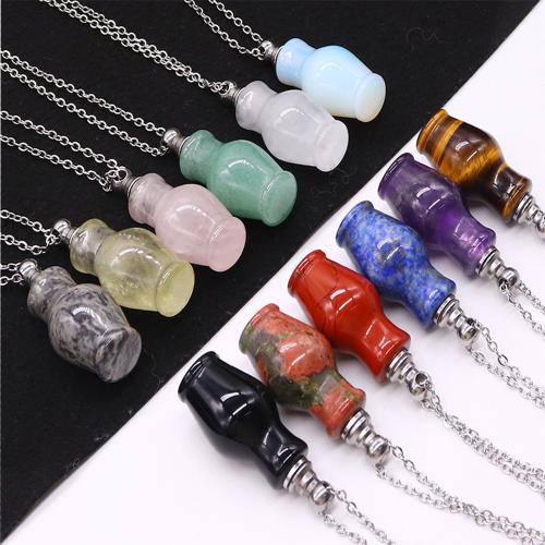 Collier bijoux de pierre gemme, Pierre naturelle, peut s’ouvrir et mettre dans quelque chose & différents matériaux pour le choix & unisexe, 16x39mm, Longueur Environ 41-50 cm, Vendu par PC