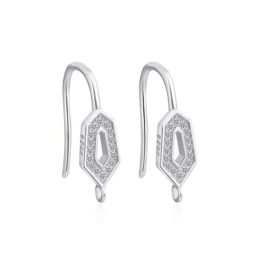925 Sterling Silver Earring Drop Findings Geometrical Pattern DIY & micro pave cubic zirconia earring drop component length 15-20mm Sold By Pair