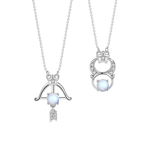 925er Sterling Silber Halskette, mit Lampwork, mit Verlängerungskettchen von 2inch, 12 Zeichen des Sternzeichens, verschiedene Stile für Wahl & Micro pave Zirkonia & für Frau, Länge ca. 15.7 ZollInch, verkauft von PC