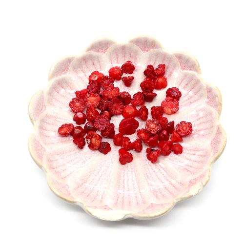 Natural Coral Beads Flower Carved random style & DIY & 3D effect red 9-10mm Sold By PC